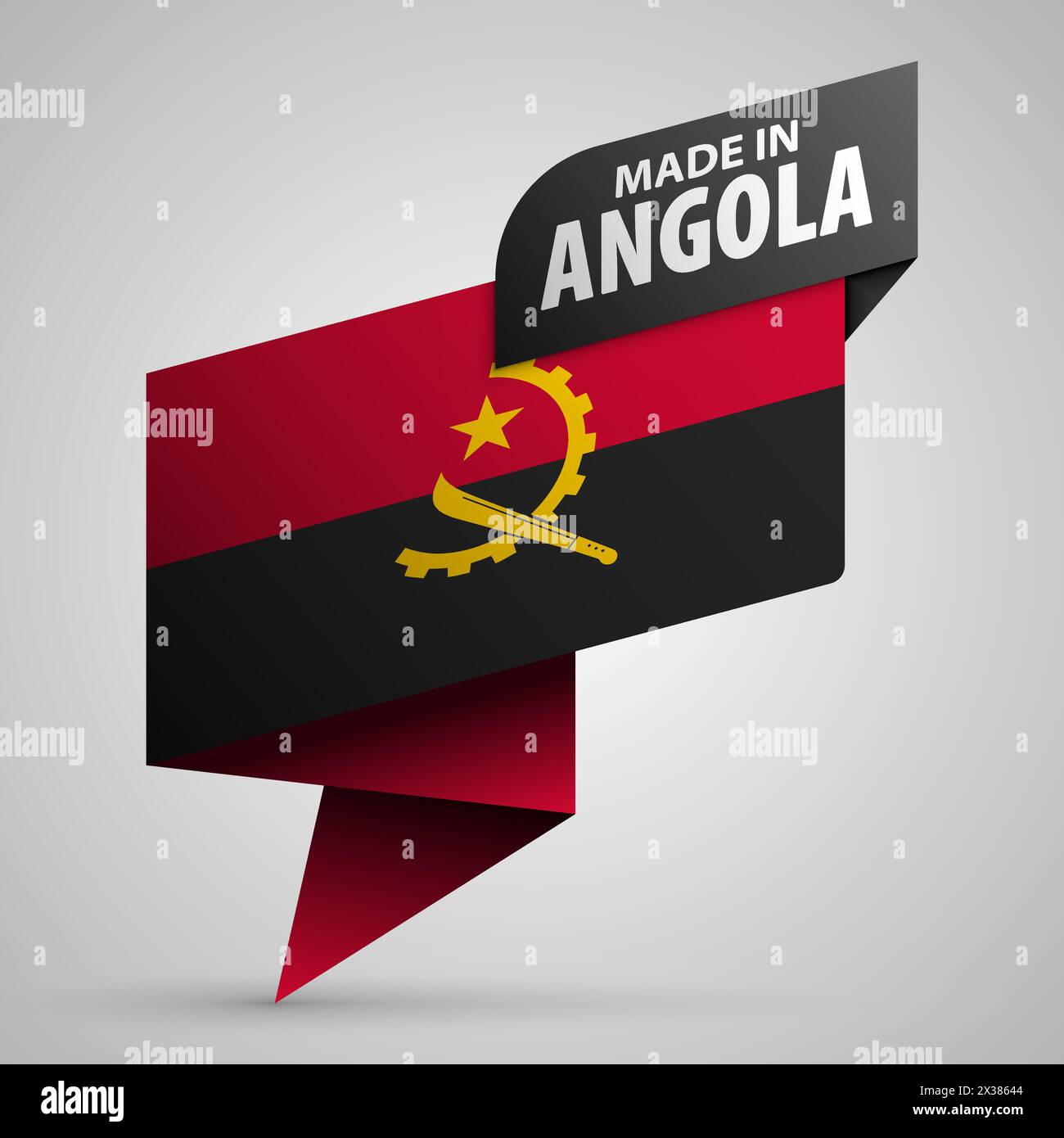 Realizzato in Angola grafica ed etichetta. Elemento di impatto per l'uso che si desidera fare di esso. Illustrazione Vettoriale