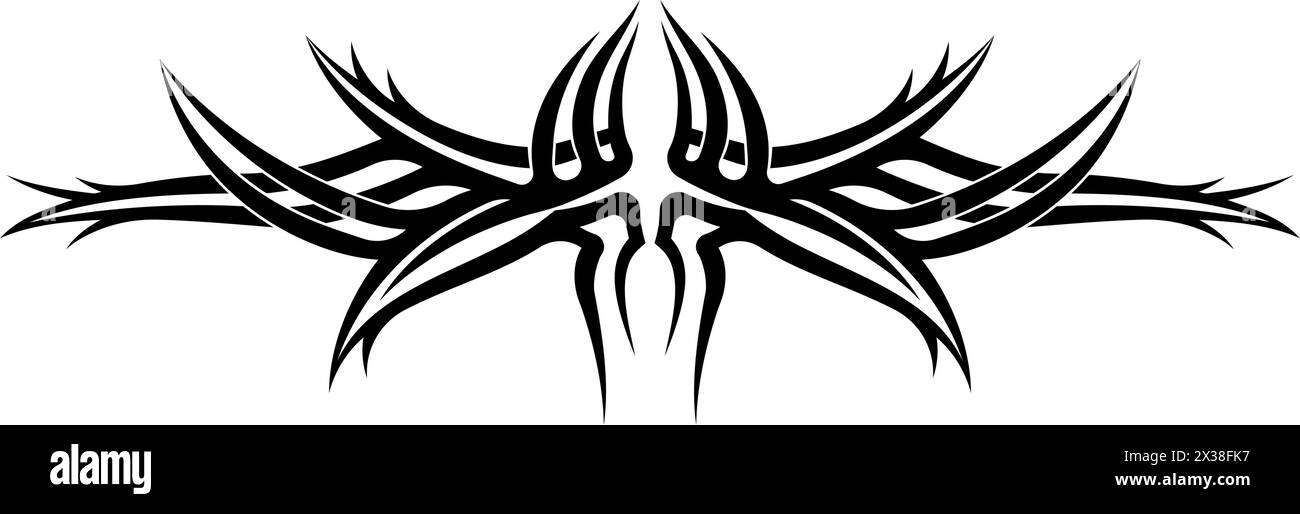 Modello tribale nero per tatuaggio. Design tribale nero con motivo simmetrico. Illustrazione Vettoriale