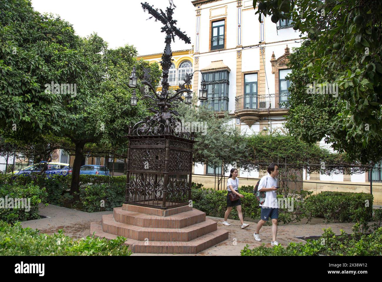 Siviglia: Quartiere di Santa Cruz, piazza Santa Cruz Foto Stock