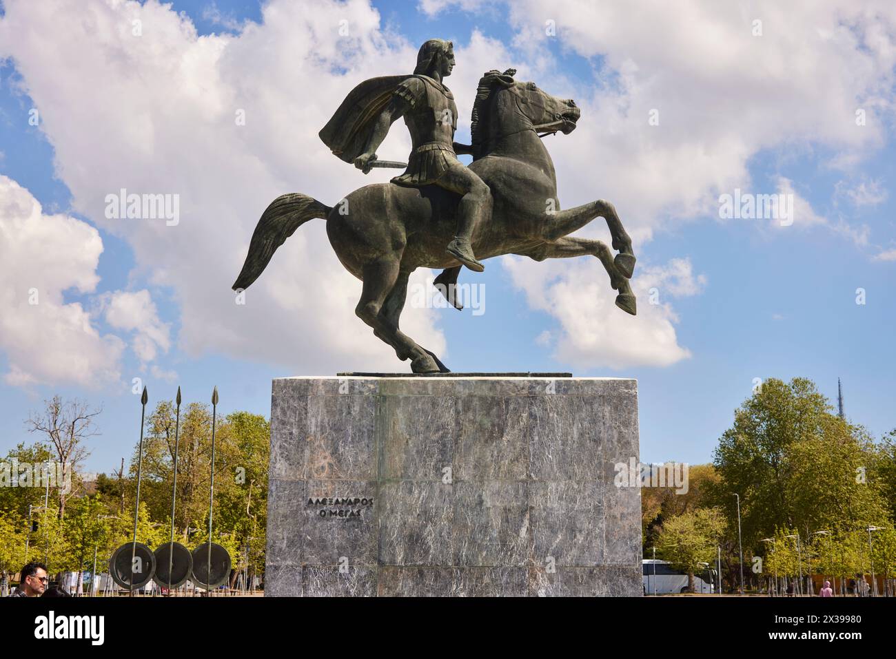 Salonicco, città greca della Macedonia, sul lungomare della Grecia settentrionale, statua di Alessandro Magno Foto Stock