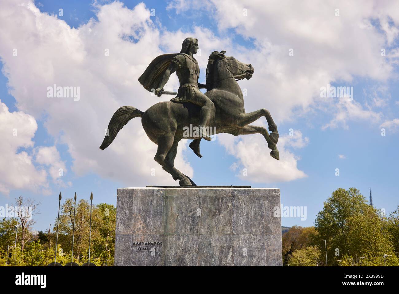 Salonicco, città greca della Macedonia, sul lungomare della Grecia settentrionale, statua di Alessandro Magno Foto Stock