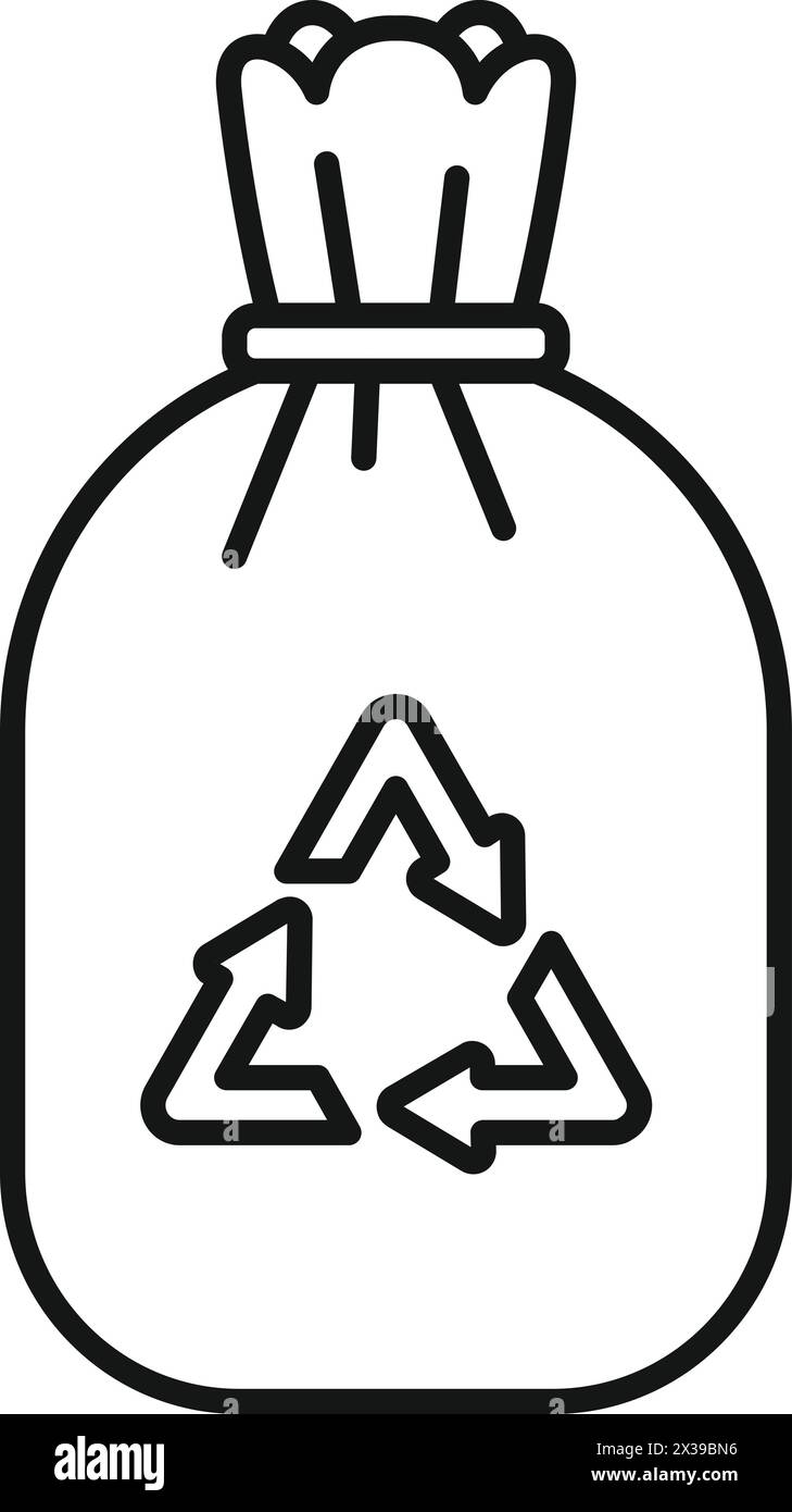 Vettore di contorno dell'icona del cestino. Sacchetto per spazzatura. Rifiuti in generale Illustrazione Vettoriale