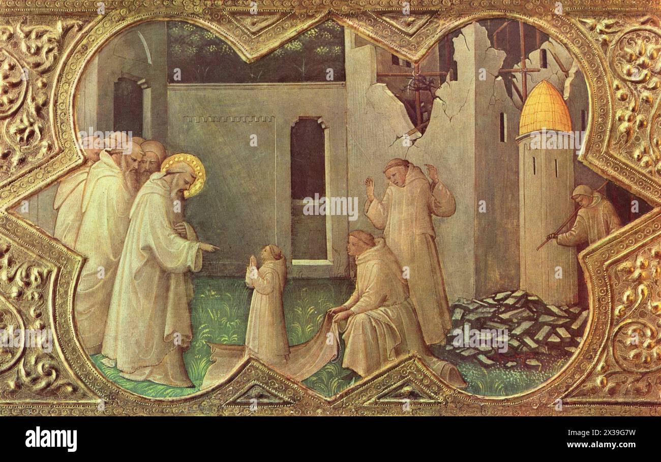 Scena della vita di St. Benedetto, c. 1413–1414 Lorenzo Monaco Foto Stock