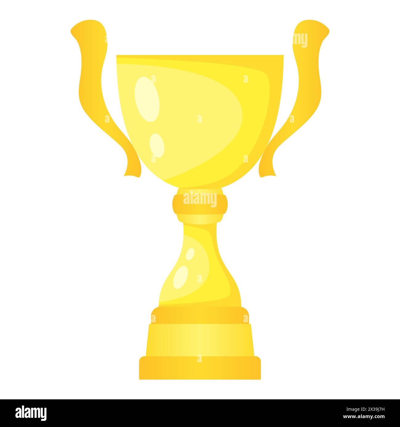 Coppa Vector Golden Trophy Champion. Premio del campionato per il primo posto. Simbolo della vittoria isolato su sfondo bianco. Illustrazione Vettoriale