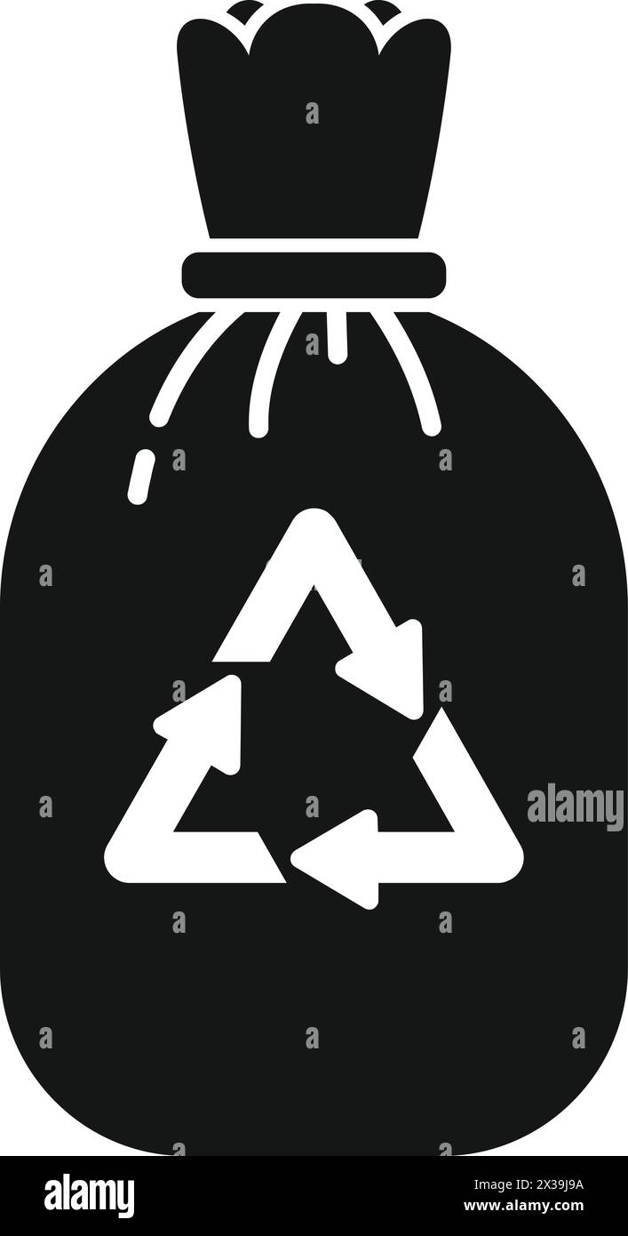 Icona di riciclo vettore semplice. Sacchetto per spazzatura. Rifiuti in generale Illustrazione Vettoriale