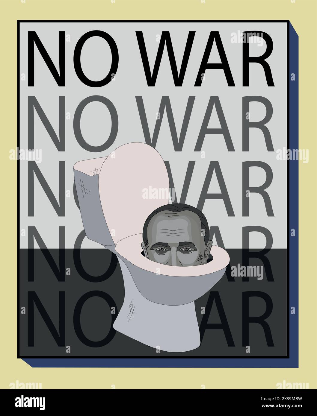 Niente guerra, ciotola con la testa di Putin impero russo, impero russo.illustrazione Illustrazione Vettoriale