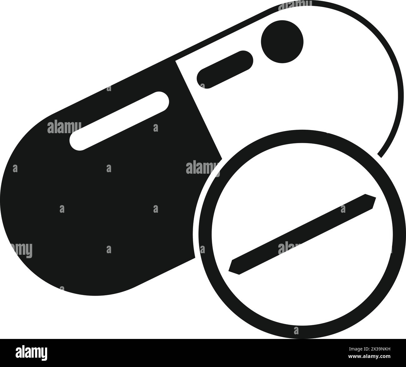 Icona pillola e capsula vettore semplice. Farmacia medica. Trattamento terapeutico Illustrazione Vettoriale