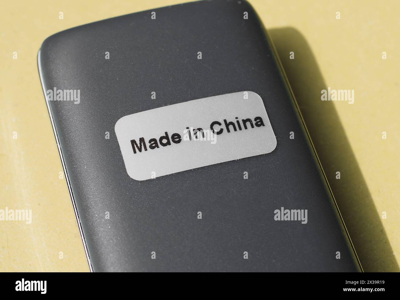 etichetta made in china su dispositivo elettronico Foto Stock