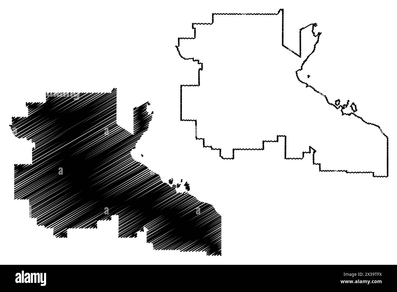 Roper Gulf Region (Commonwealth of Australia, Northern Territory, NT) mappa illustrazione vettoriale, mappa di schizzi Illustrazione Vettoriale