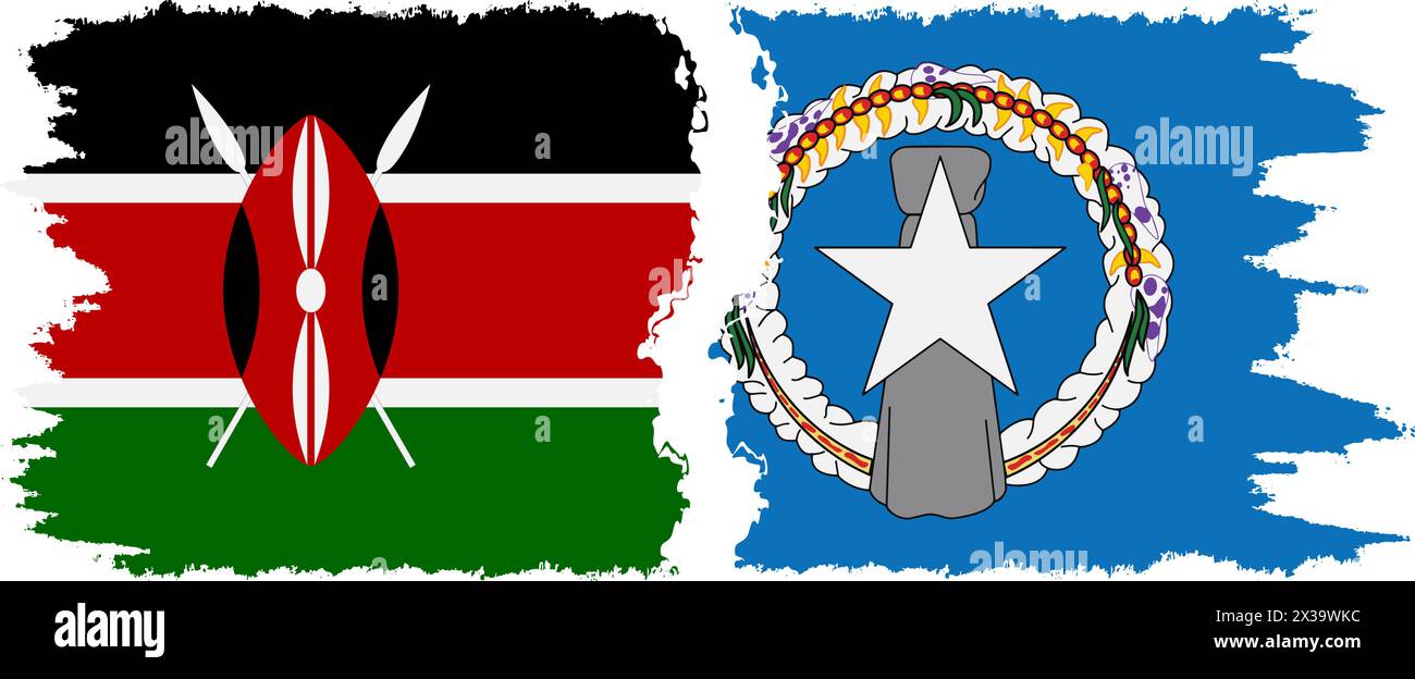 Isole Marianne Settentrionali e Kenya grunge flag Connection, vettore Illustrazione Vettoriale