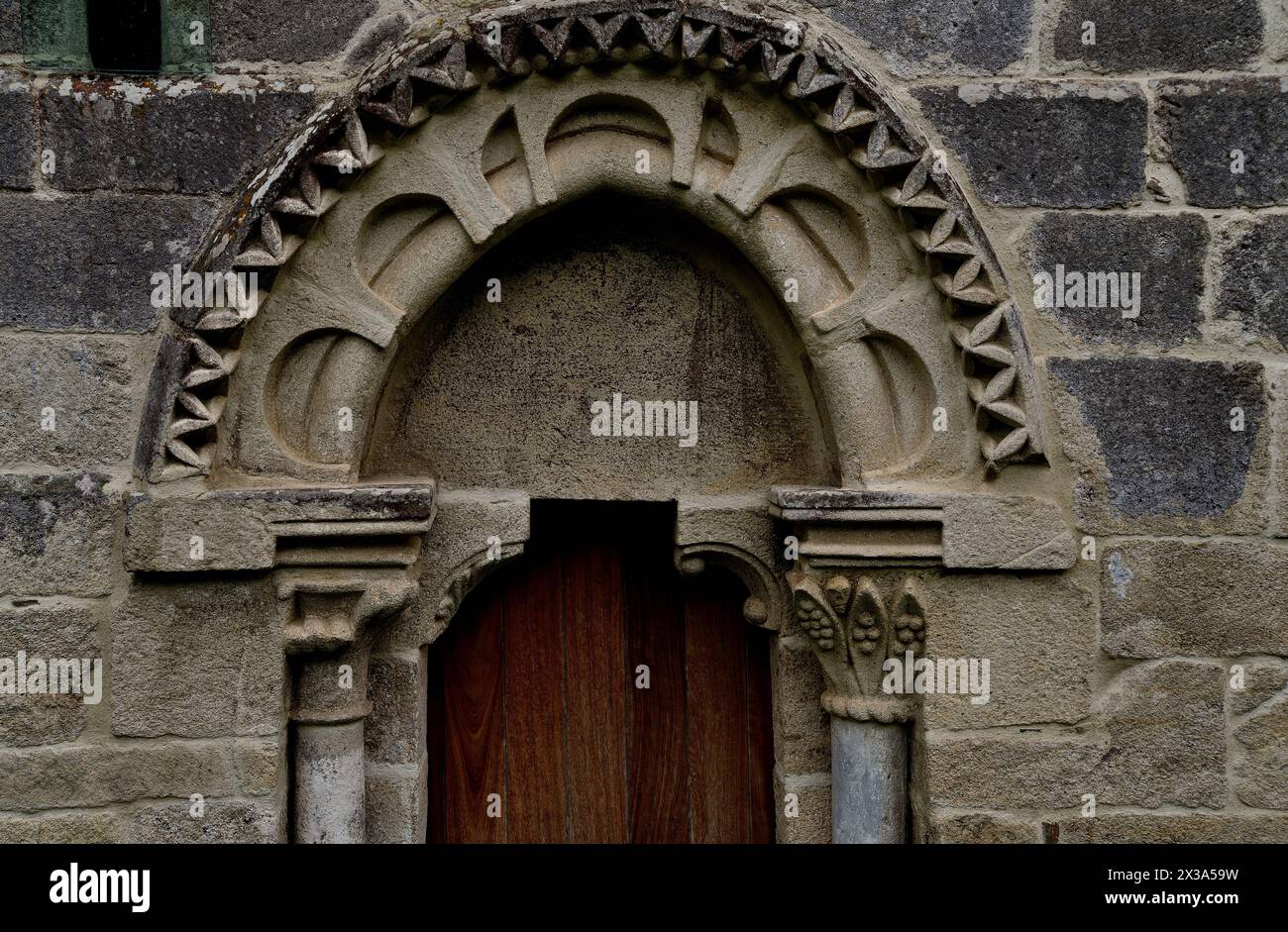 Particolare di Santo Estebo di Atan, Panton, Lugo, Spagna Foto Stock