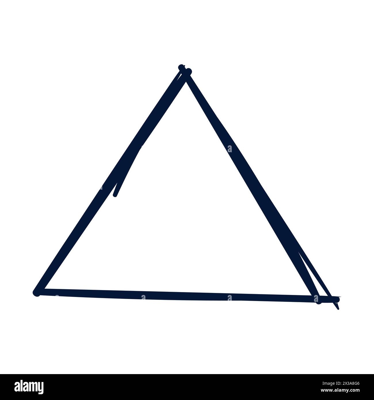 Linea di scrittura a forma di triangolo. Vettore Scribble a forma di triangolo disegnato a mano. Disegno di Doodle. Illustrazione Vettoriale