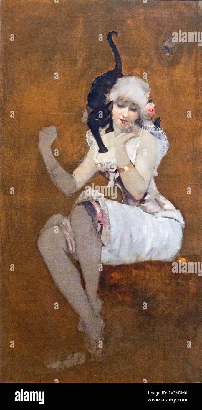 Adolphe Willett - donna e gatto - 1881 Foto Stock