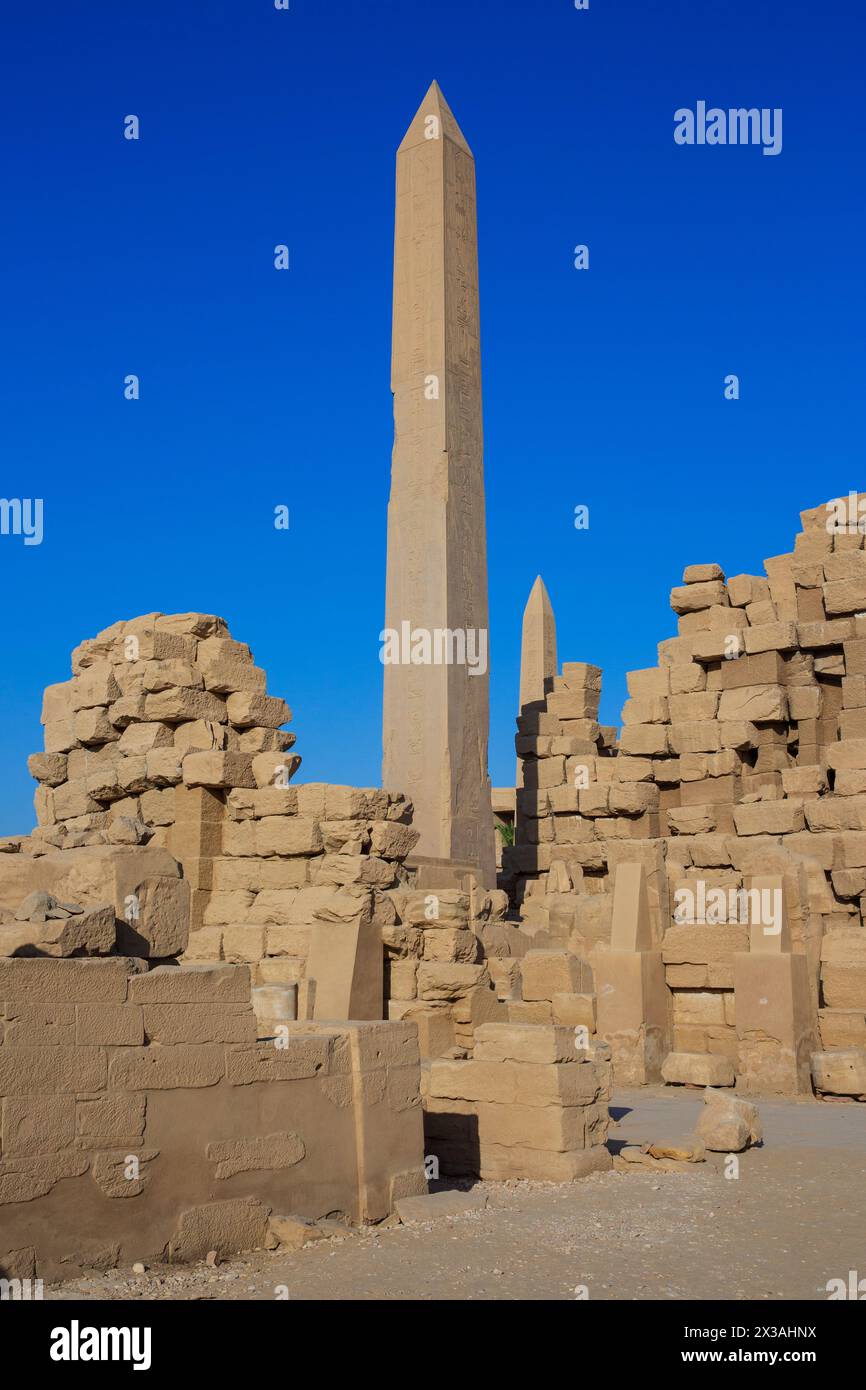 Obelisco della regina Hatshepsut al tempio di Karnak a Luxor, Egitto Foto Stock