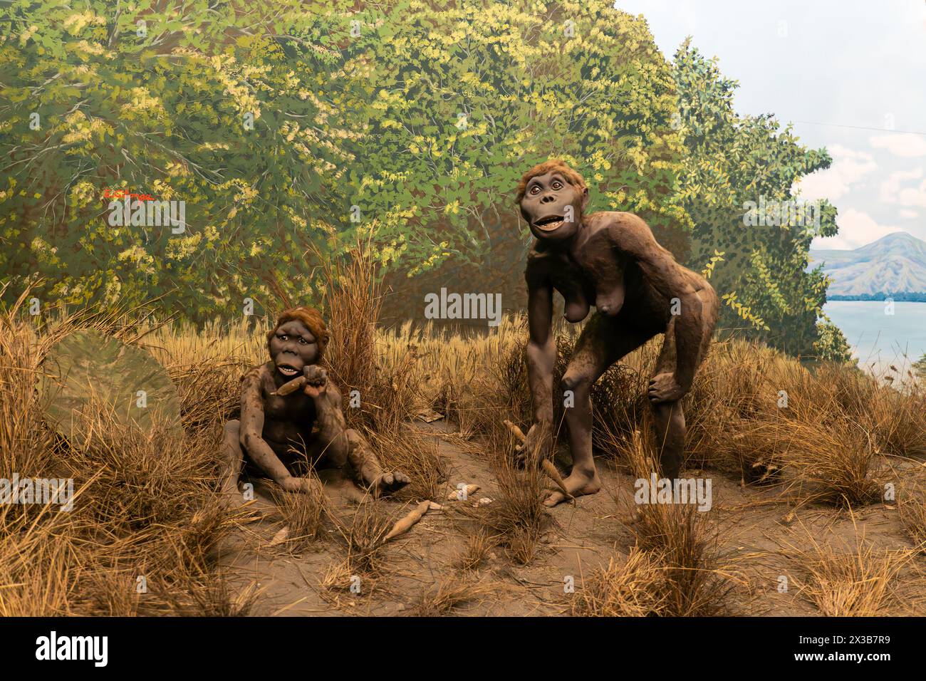 L'esposizione della vita delle persone primitive al Museo Nazionale di Nairobi, Kenya. Nairobi, Kenya. 30 gennaio 2024 Foto Stock