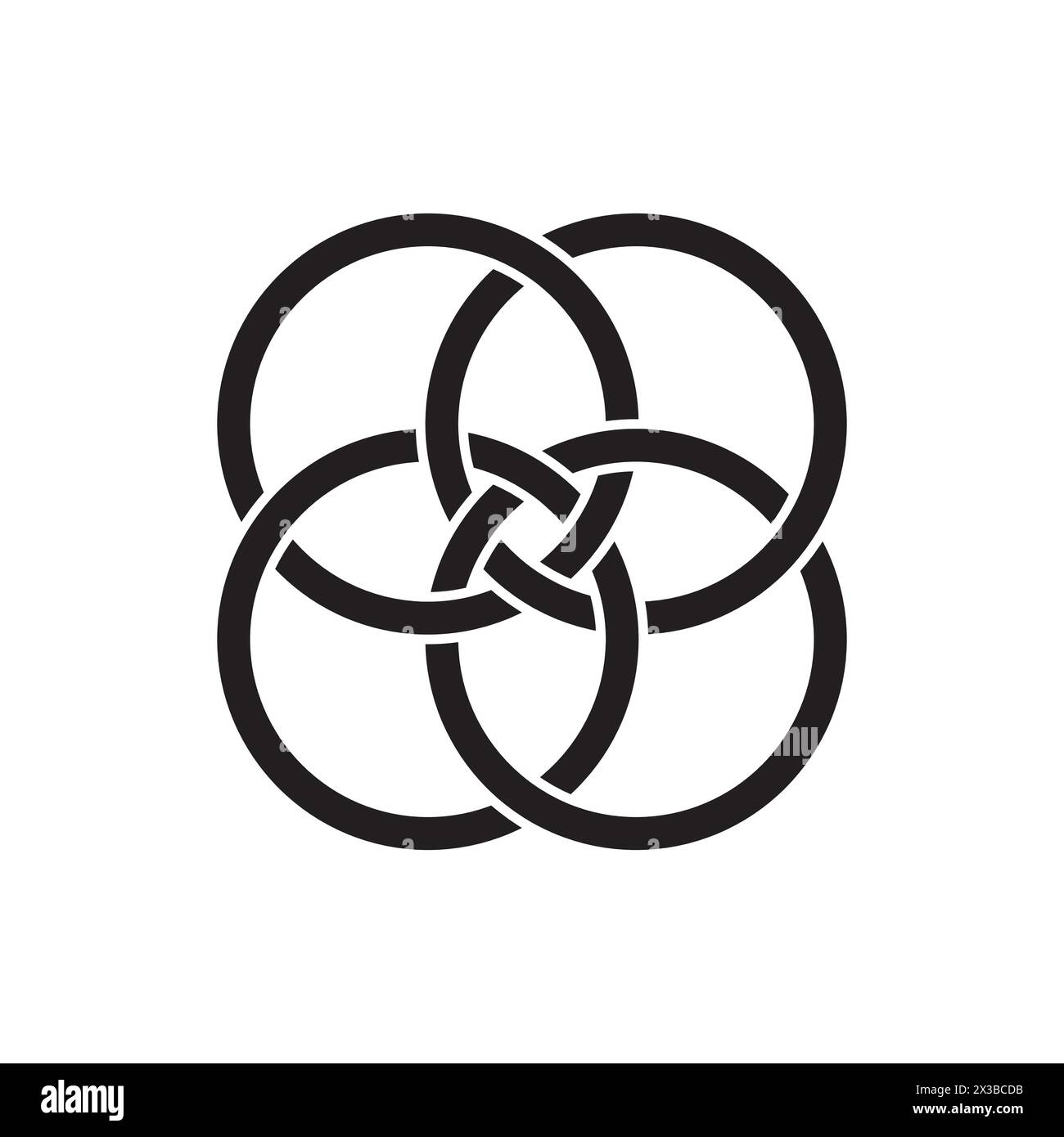 Cerchi interconnessi in monocromia. Concetto di unità e connessione. Design degli anelli intersecanti. Illustrazione vettoriale. EPS 10. Illustrazione Vettoriale