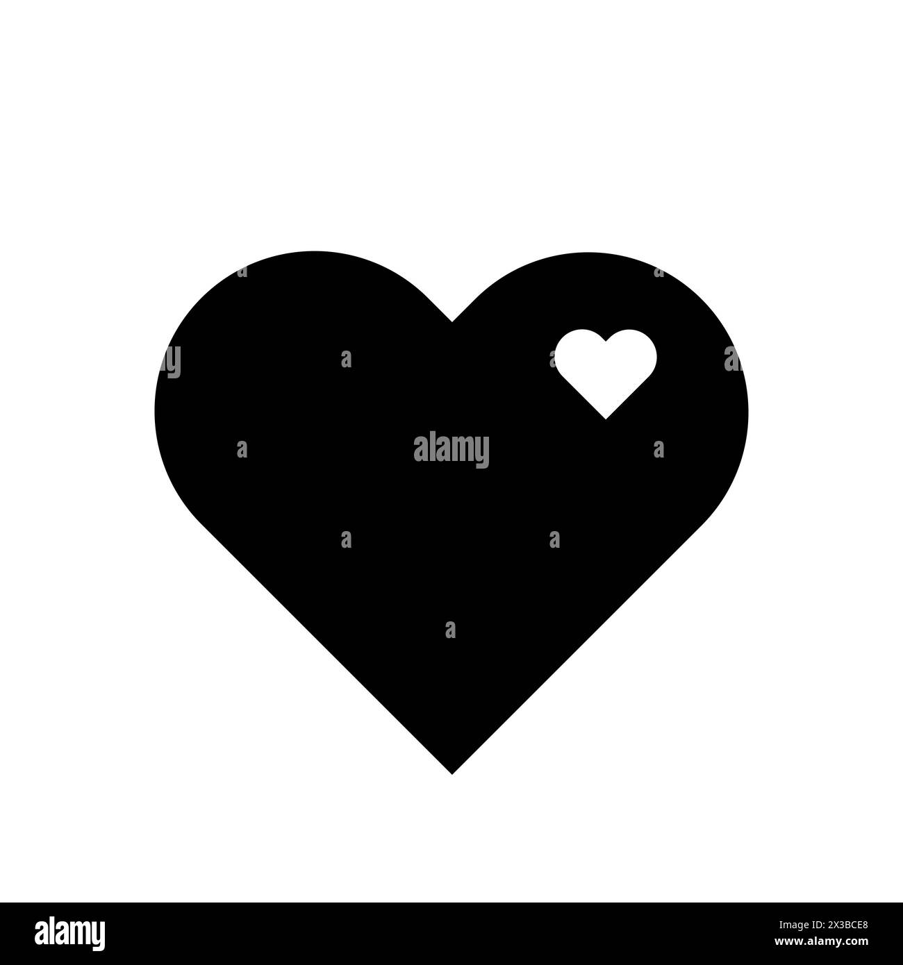 Silhouette a contrasto dei cuori. Concetto di amore e minimalismo. Cuore nero con centro bianco. Illustrazione vettoriale. EPS 10. Illustrazione Vettoriale