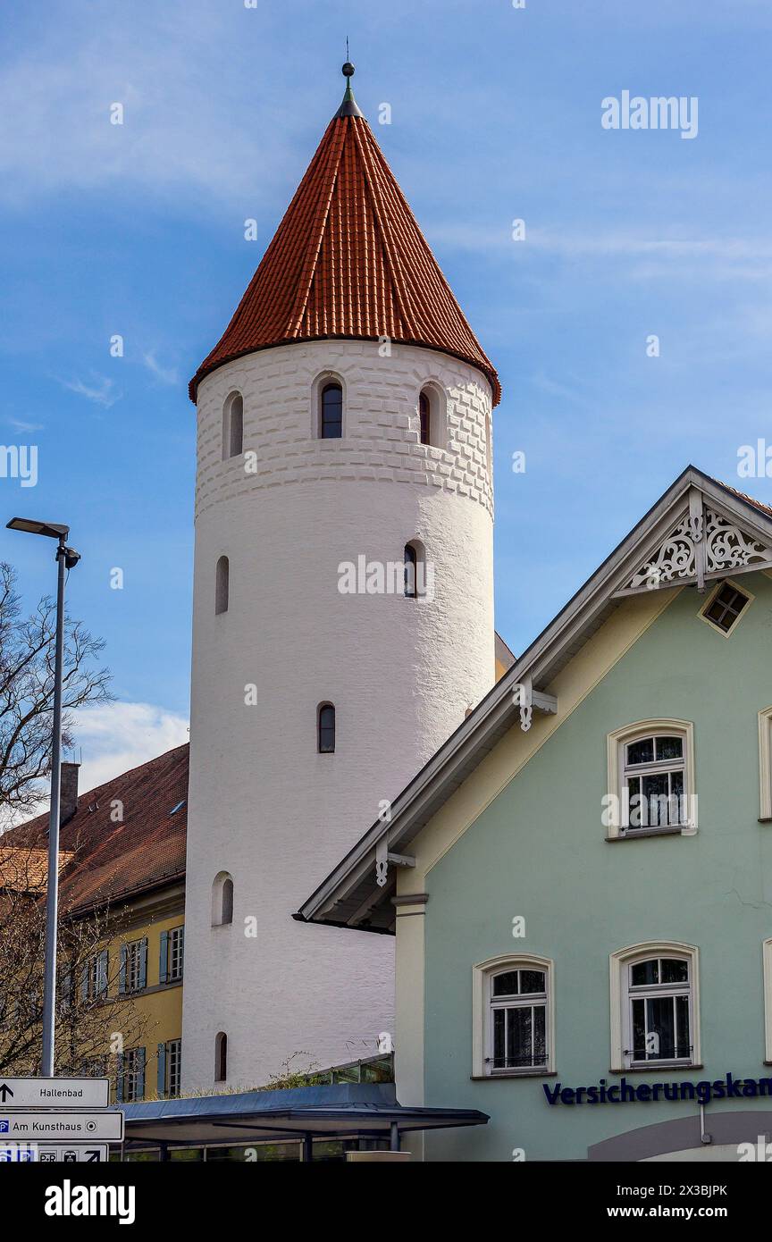 Sywollen Tower, Town wall tower, Kaufbeuern, Allgaeu, Svevia, Baviera, Germania Foto Stock