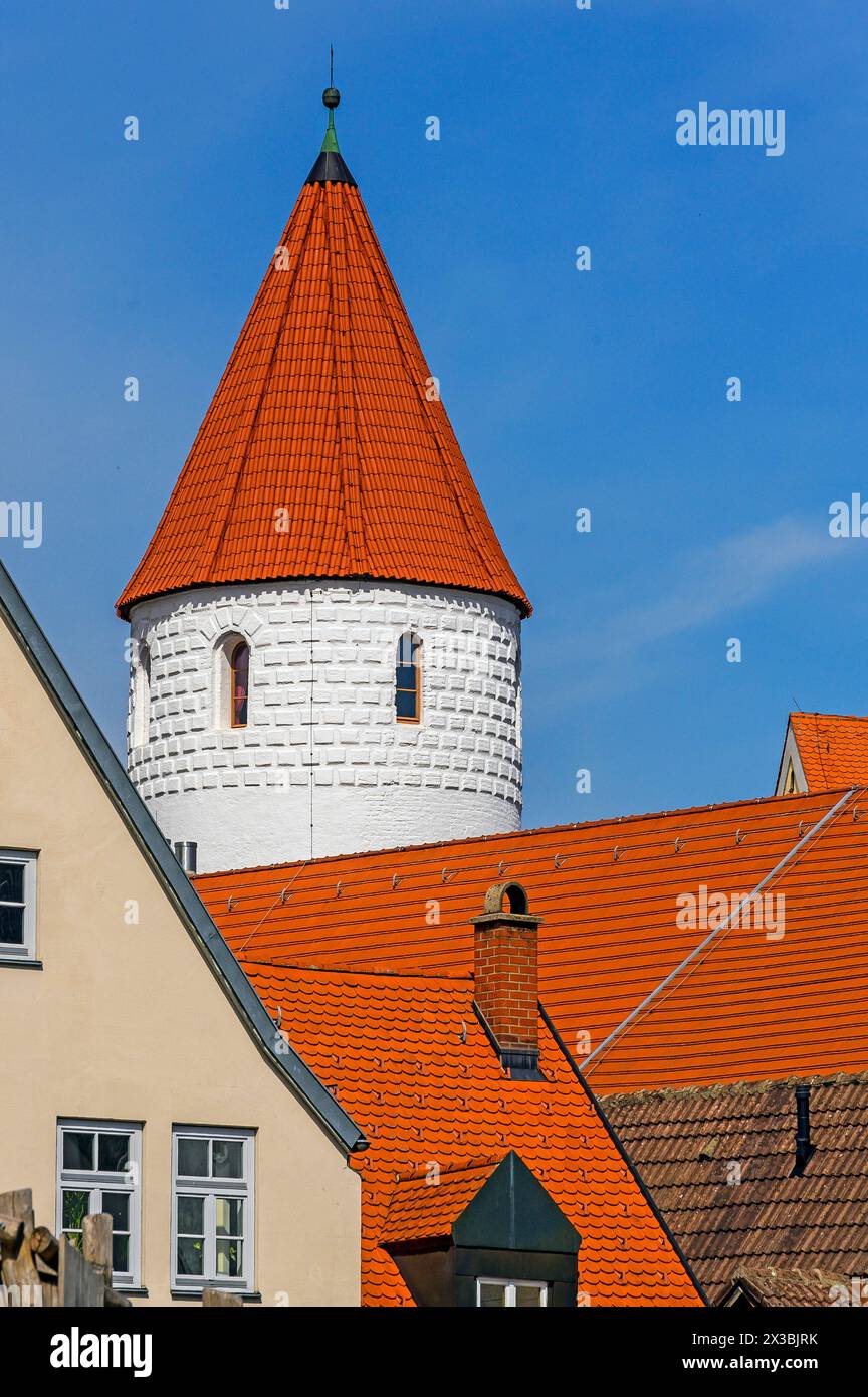 Sywollen Tower, Town wall tower, Kaufbeuern, Allgaeu, Svevia, Baviera, Germania Foto Stock