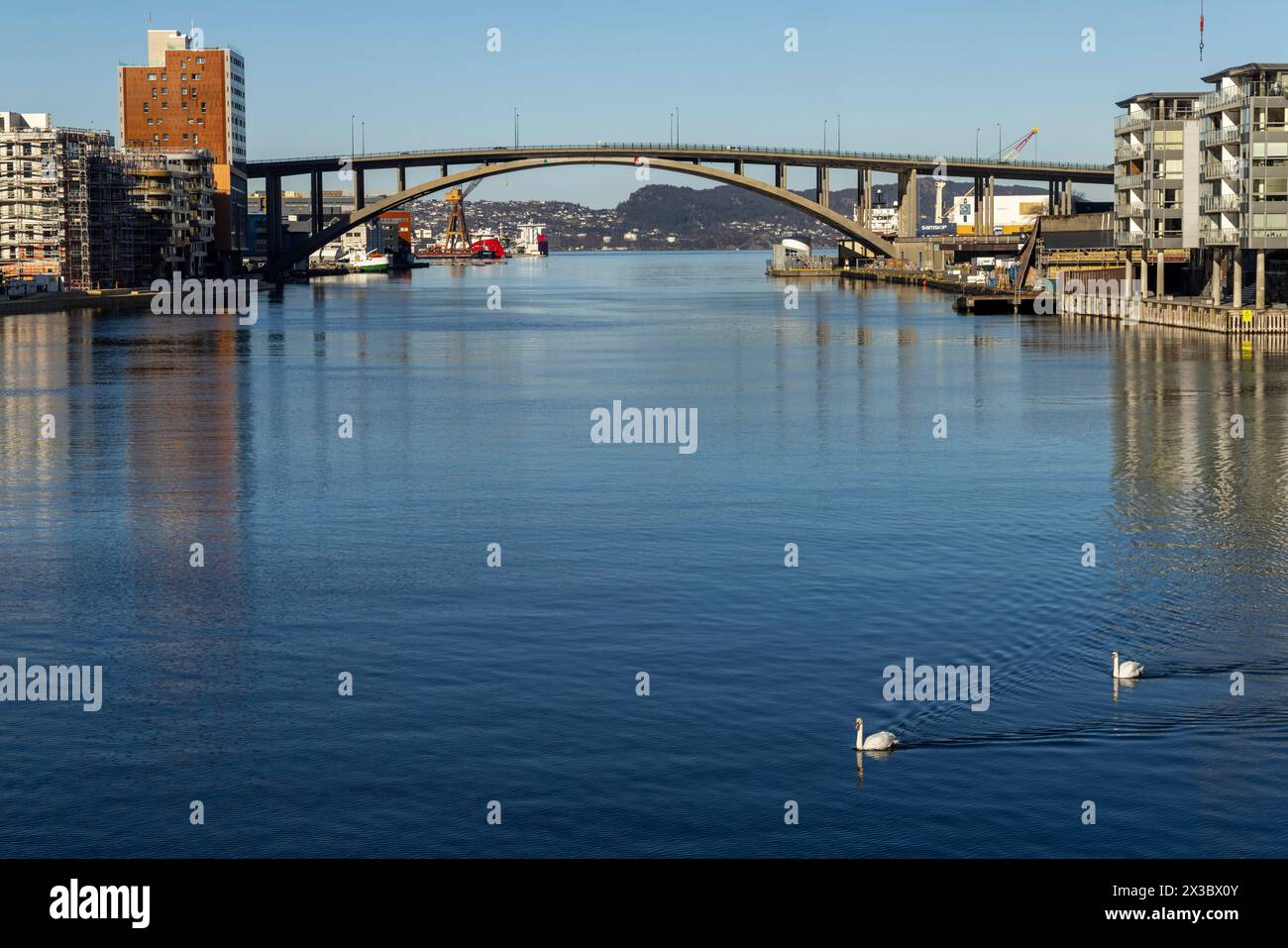 Damsgardssundet Bridge, Bergen, Norvegia, costa sud-occidentale, Scandinavia, nord Europa Foto Stock
