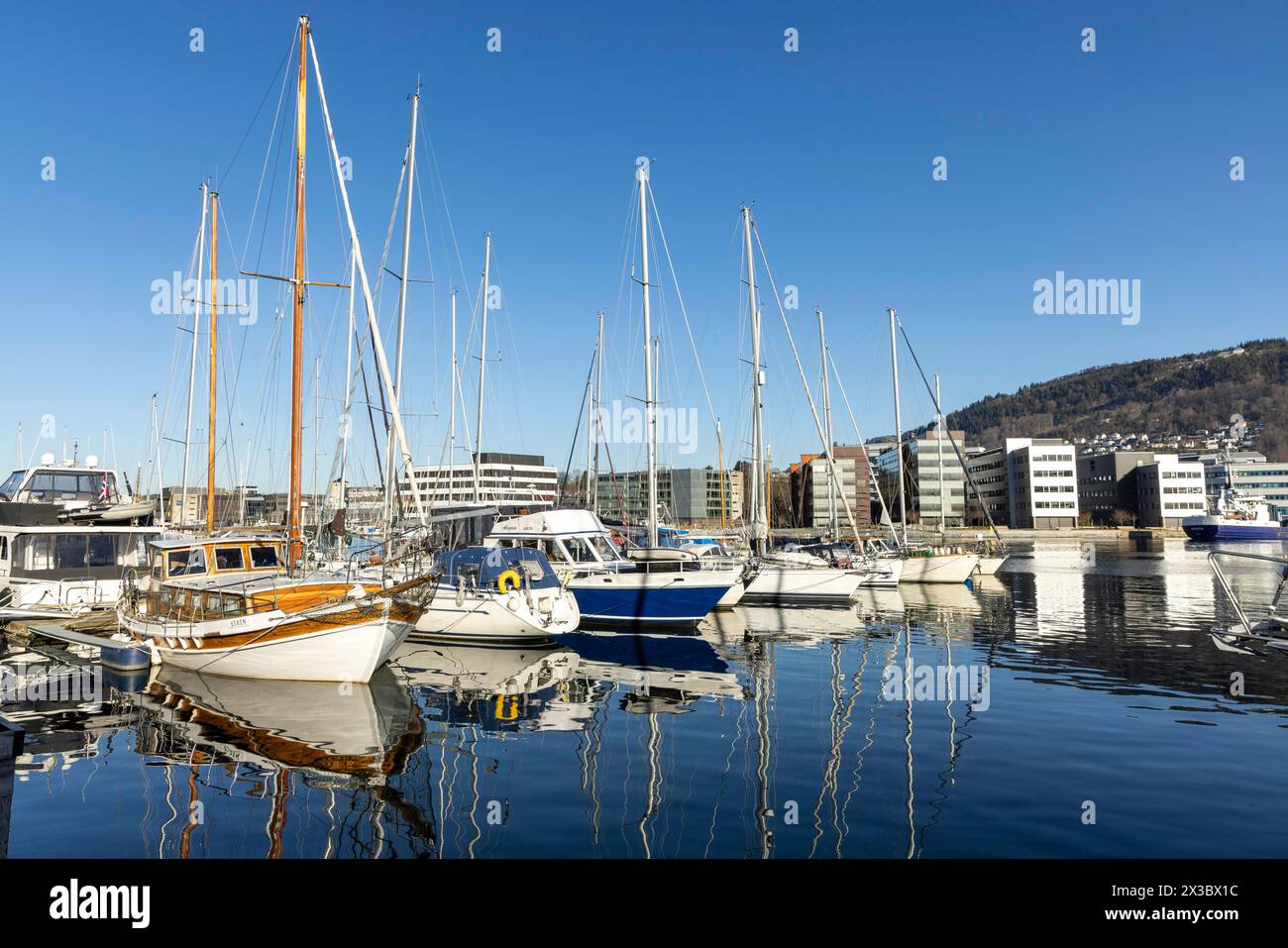 Barche, porticciolo, Krohnviken, Bergen, Norvegia, costa sud-occidentale, Scandinavia, Europa settentrionale Foto Stock