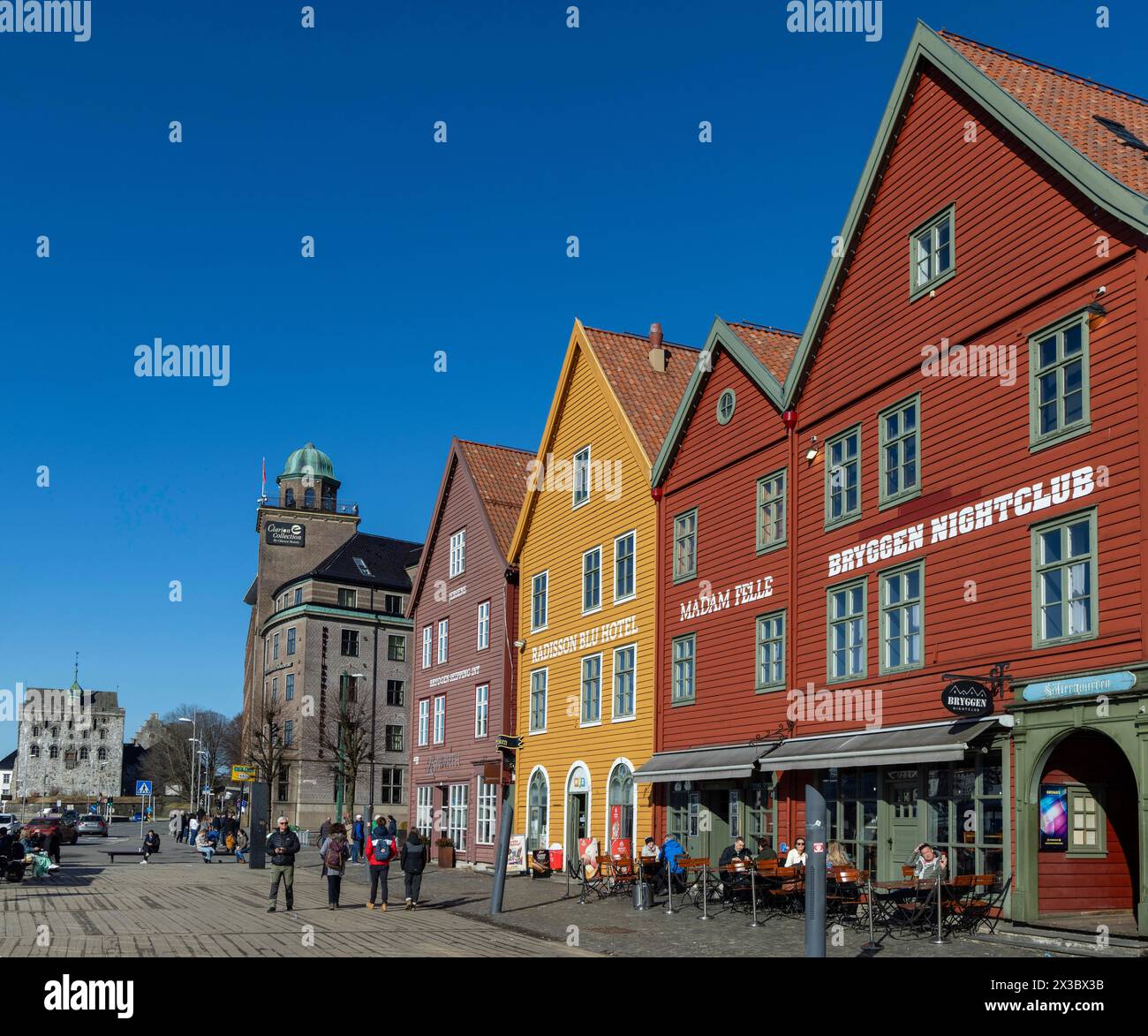 Distretto di Bryggen, Bergen, Norvegia, costa sud-occidentale, Scandinavia, nord Europa Foto Stock