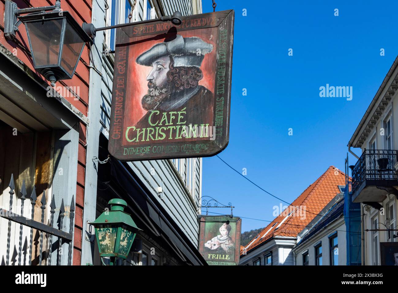 Cafe, cartello, Bergen, provincia di Vestland, Norvegia, costa sud-occidentale, Scandinavia, Europa settentrionale Foto Stock