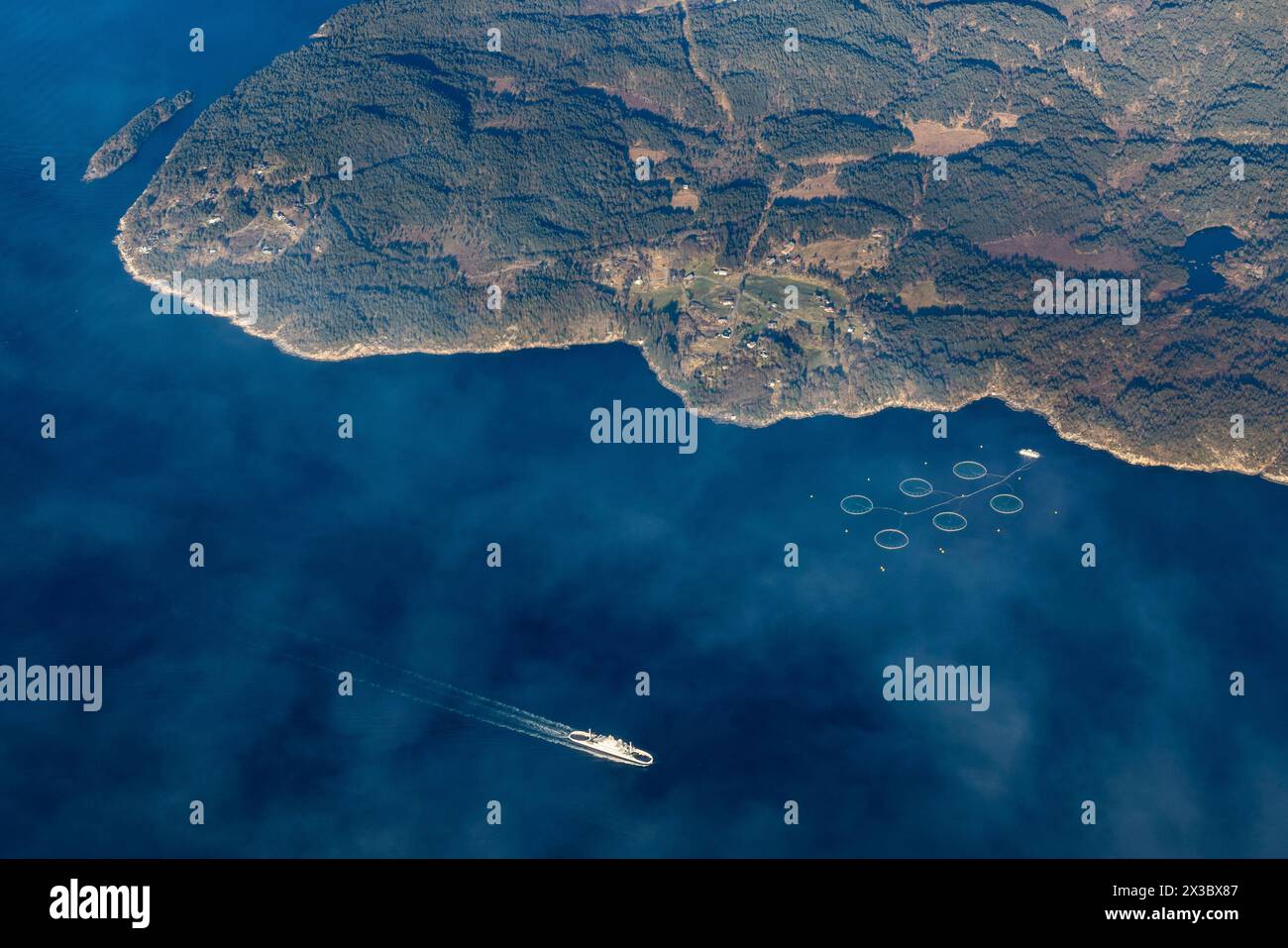 Vista aerea, provincia di Vestland, Norvegia, costa sud-occidentale, Scandinavia, nord Europa Foto Stock