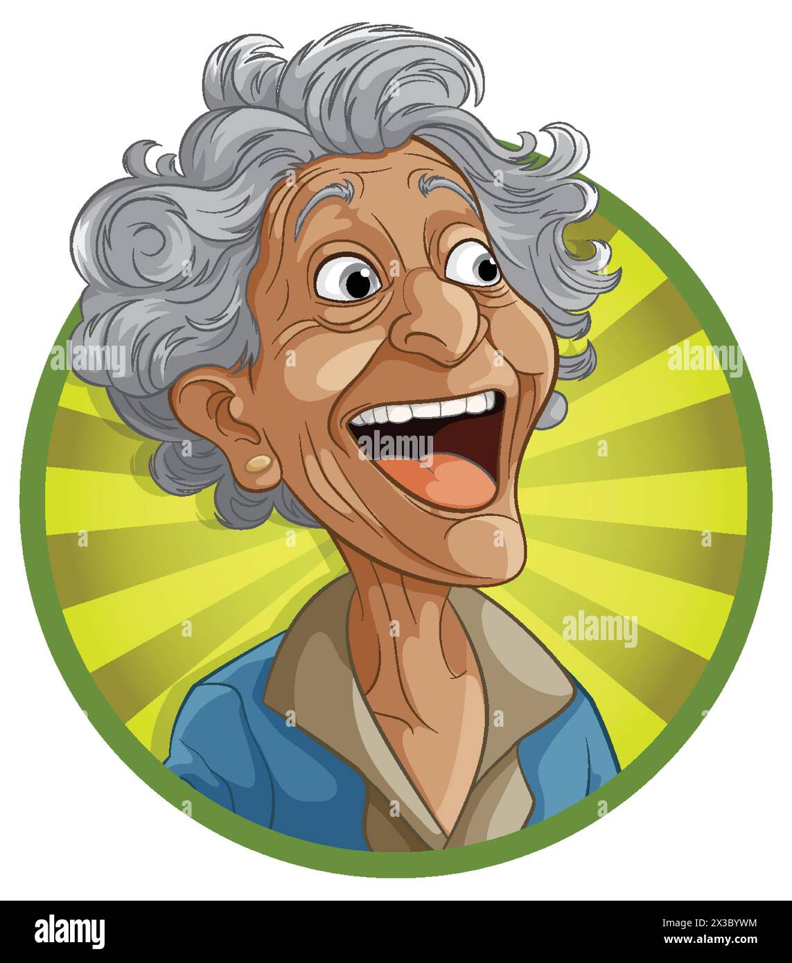 Illustrazione vettoriale di una donna anziana felice e sorridente Illustrazione Vettoriale