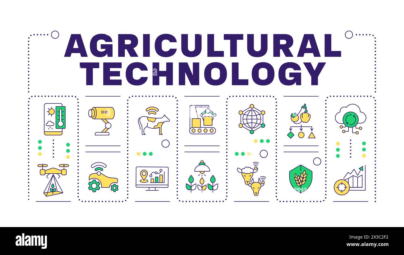 Concetto di parola verde della tecnologia agricola isolato sul bianco Illustrazione Vettoriale