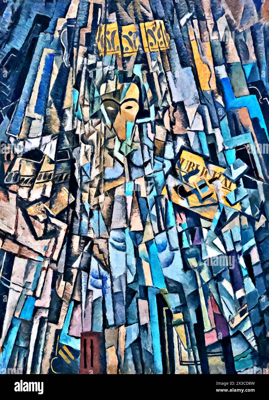 Autoritratto cubista, 1923 (Pittura) di Dalì, Salvador (1904-89) spagnolo. Illustrazione Vettoriale