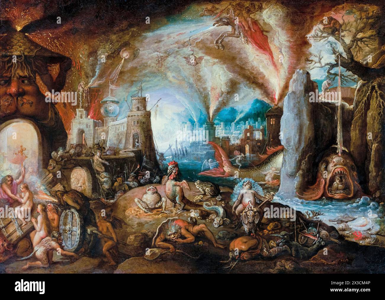 Jacob Isaacszoon van Swanenburg, l'inferno dell'Inferno, dipingendo a olio su rame, prima del 1638 Foto Stock