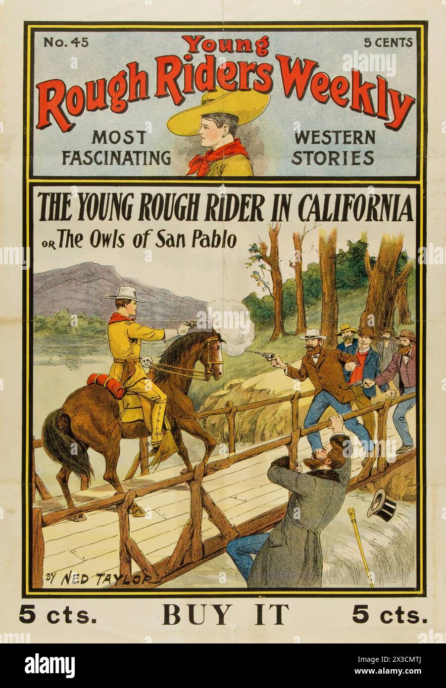 Poster del negozio settimanale Young Rough Riders (c. 1906) Wild West Cowyboy Foto Stock