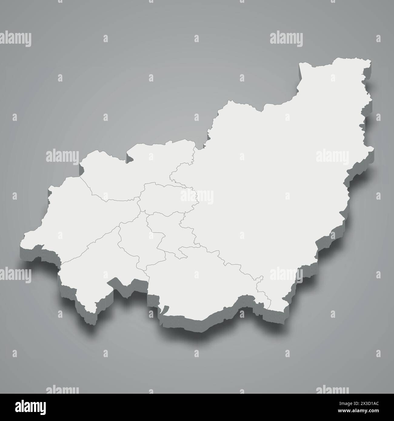 La mappa isometrica 3d dell'ovest è una regione del Camerun, illustrazione vettoriale Illustrazione Vettoriale