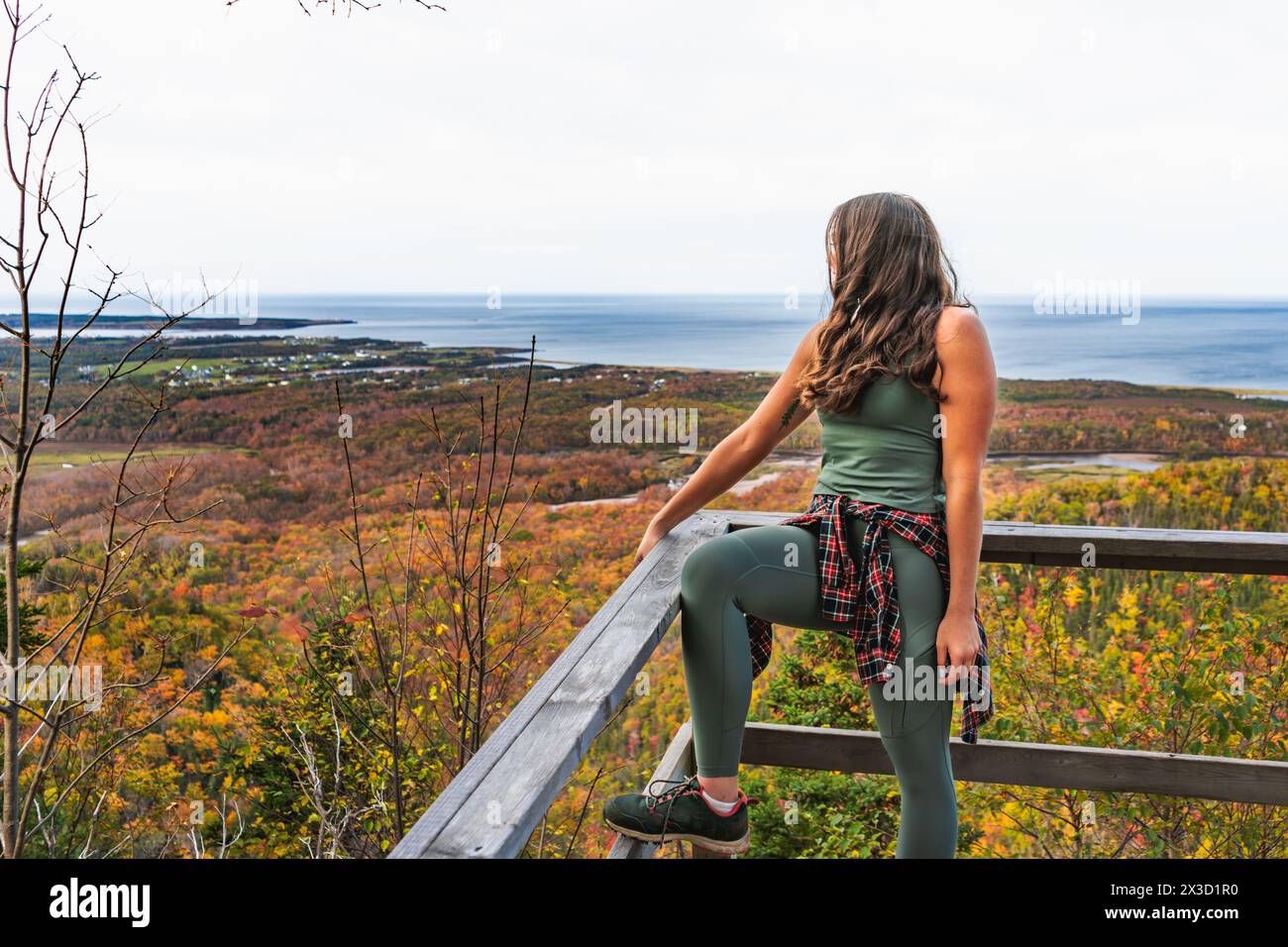 Affacciato sulle sfumature autunnali di Cape Breton, nuova Scozia. Foto Stock