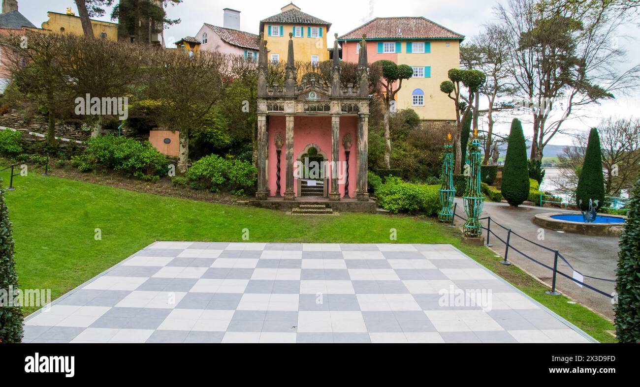 Villaggio di Portmerion, Galles del Nord Foto Stock