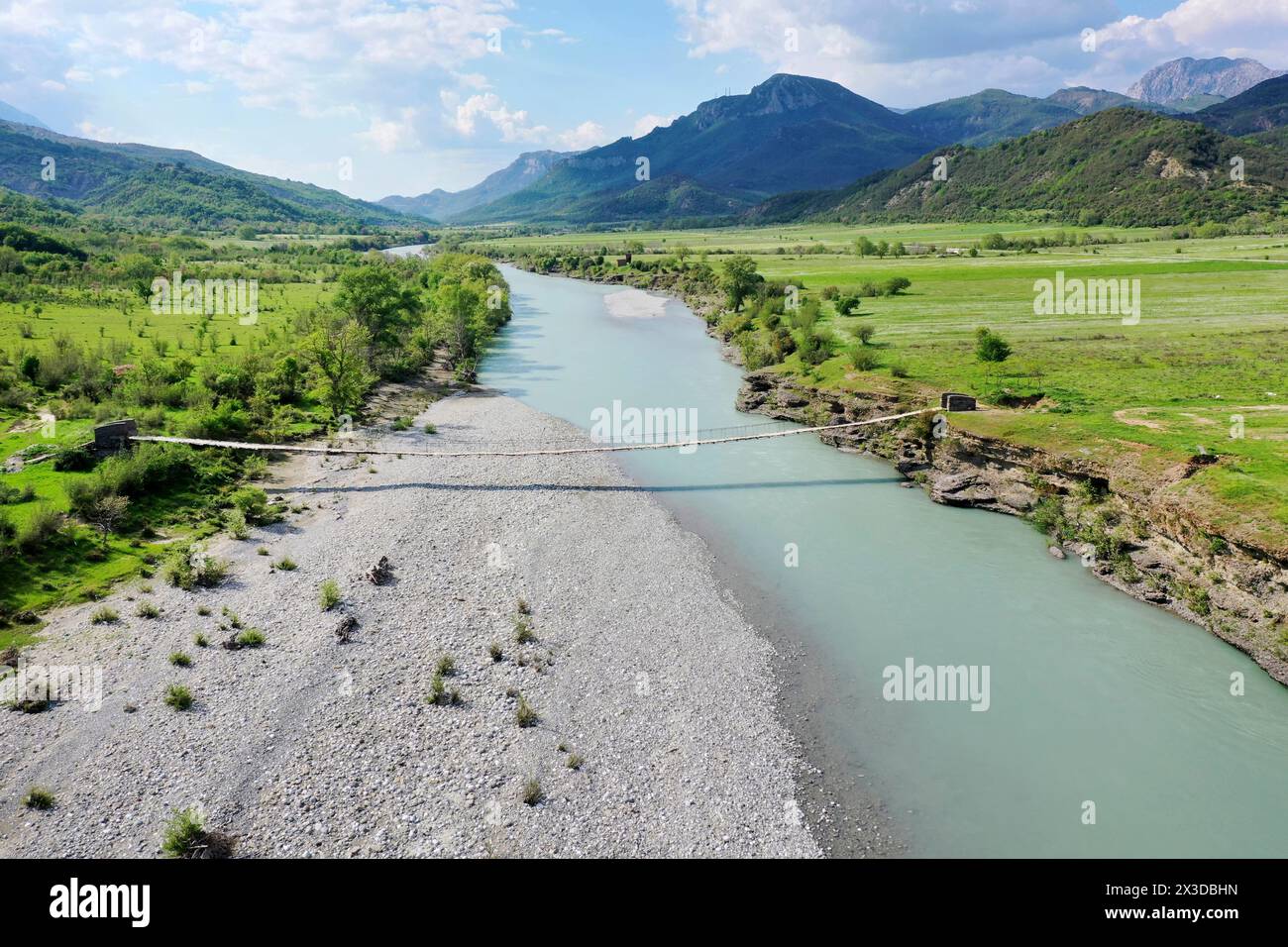 Vjosa Wild River dall'alto, Albania, Vjosa National Park Foto Stock