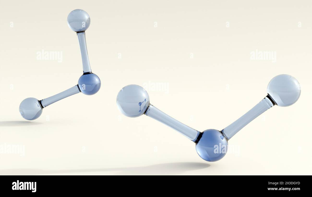 Rendering 3D di molecole di ozono galleggianti sparse intorno Foto Stock