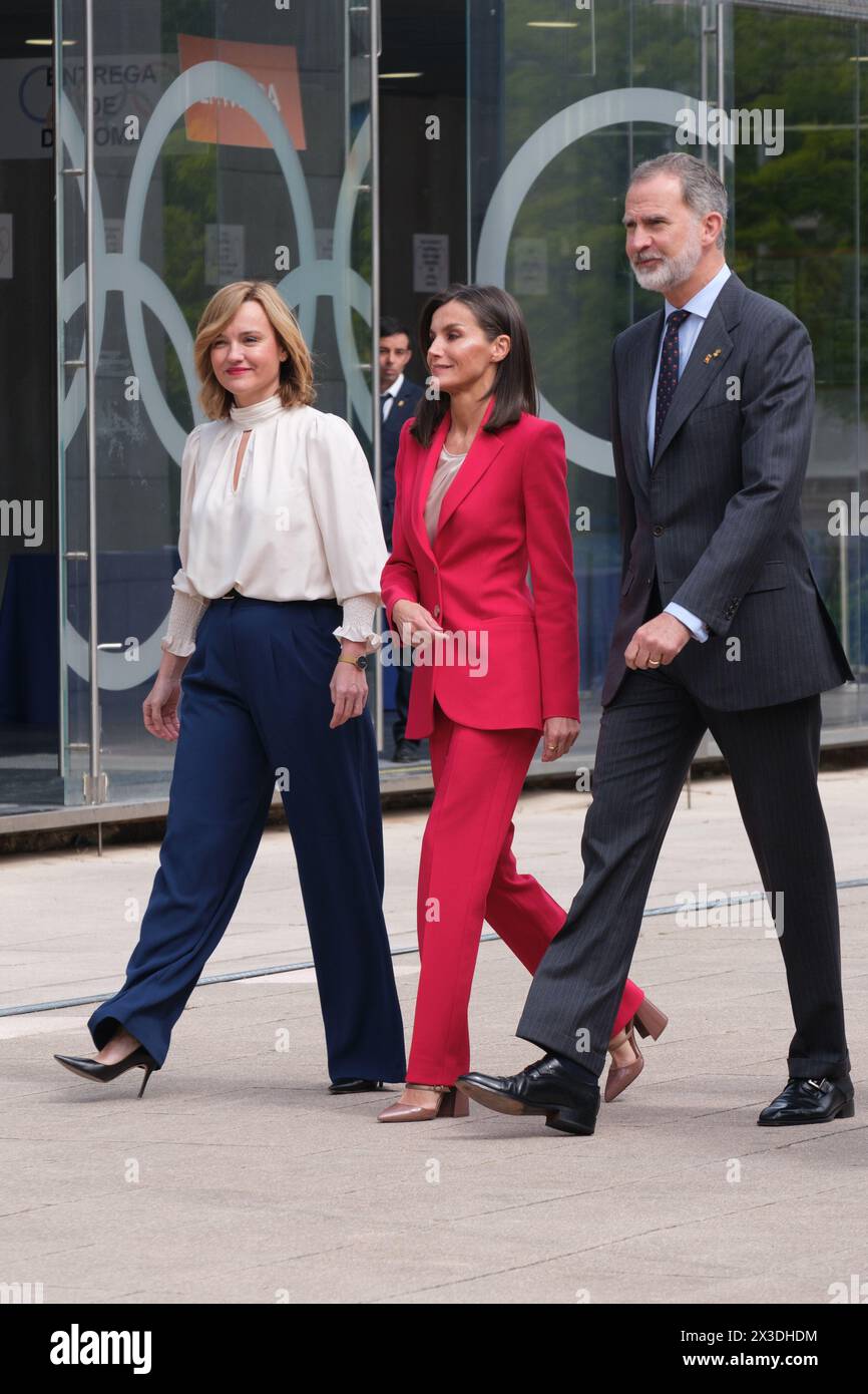 Il re Filippo vi di Spagna e la regina Letizia di Spagna partecipano ad un atto commemorativo per la partecipazione spagnola ai Giochi Olimpici di Barcellona 1992 Foto Stock