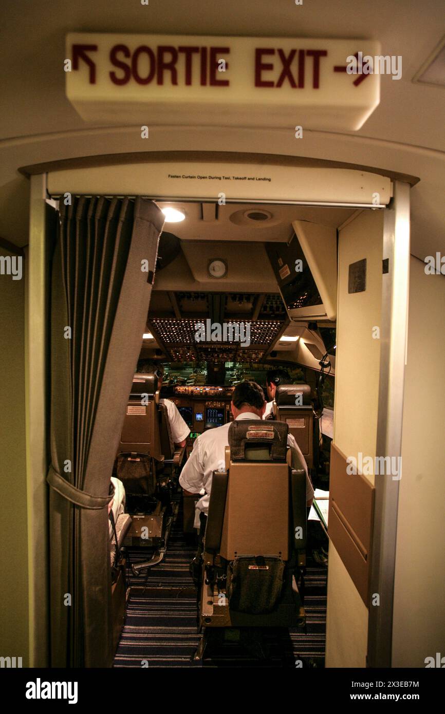 VOLO CARGO IN CABINA DI PILOTAGGIO AIR FRANCE Foto Stock