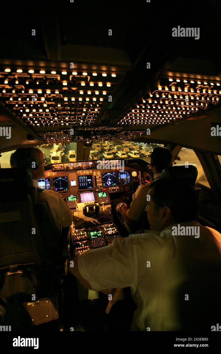 VOLO CARGO IN CABINA DI PILOTAGGIO AIR FRANCE Foto Stock