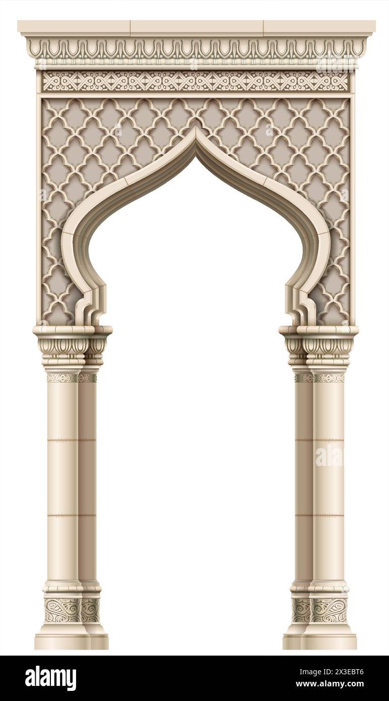 Porta a mosaico ad arco orientale Illustrazione Vettoriale