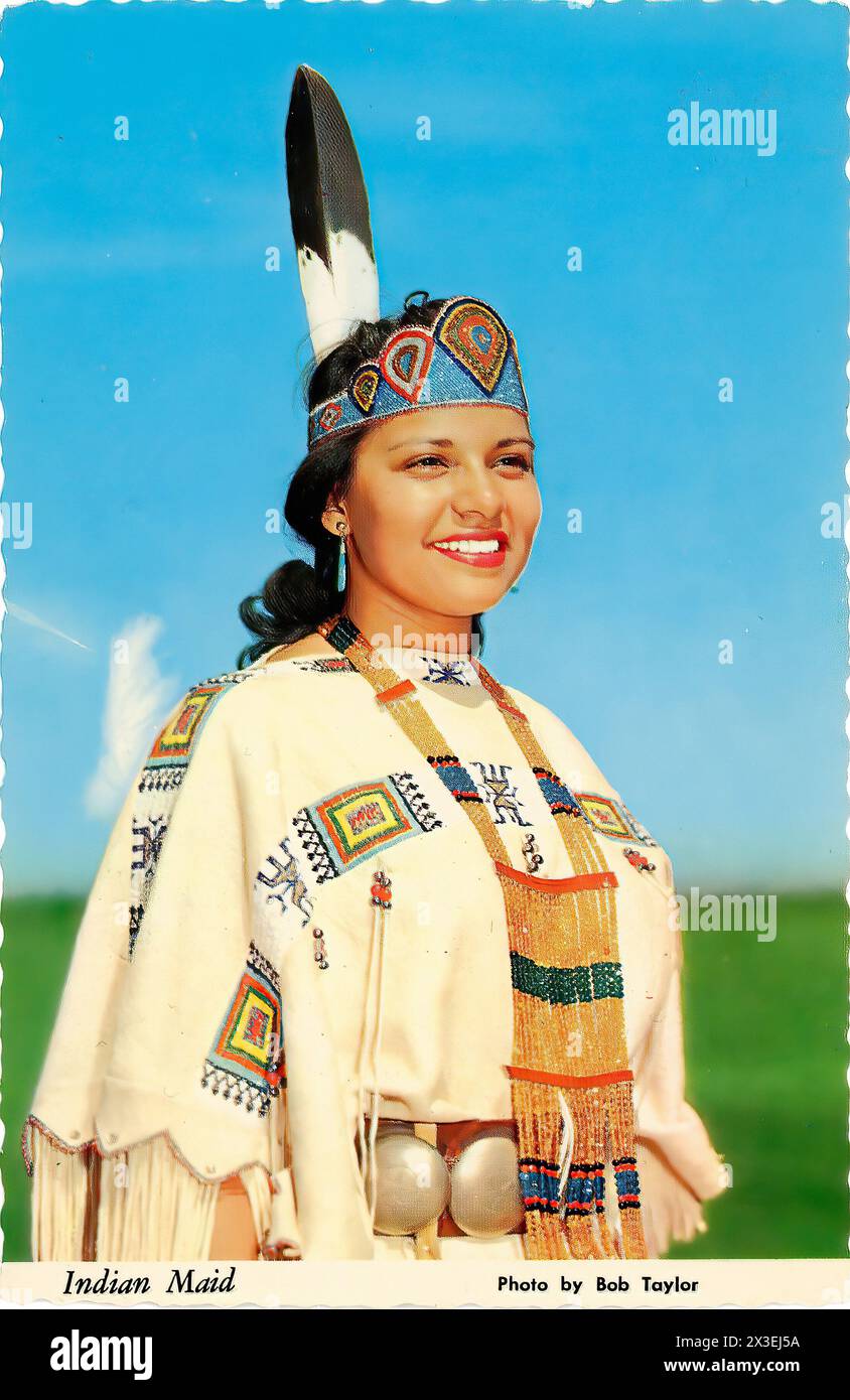 Cameriera indiana - cartolina d'epoca Foto Stock