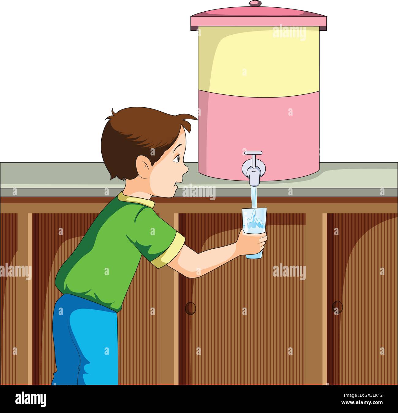 Illustrazione del vettore acqua potabile ragazzo dal vaso d'acqua Illustrazione Vettoriale