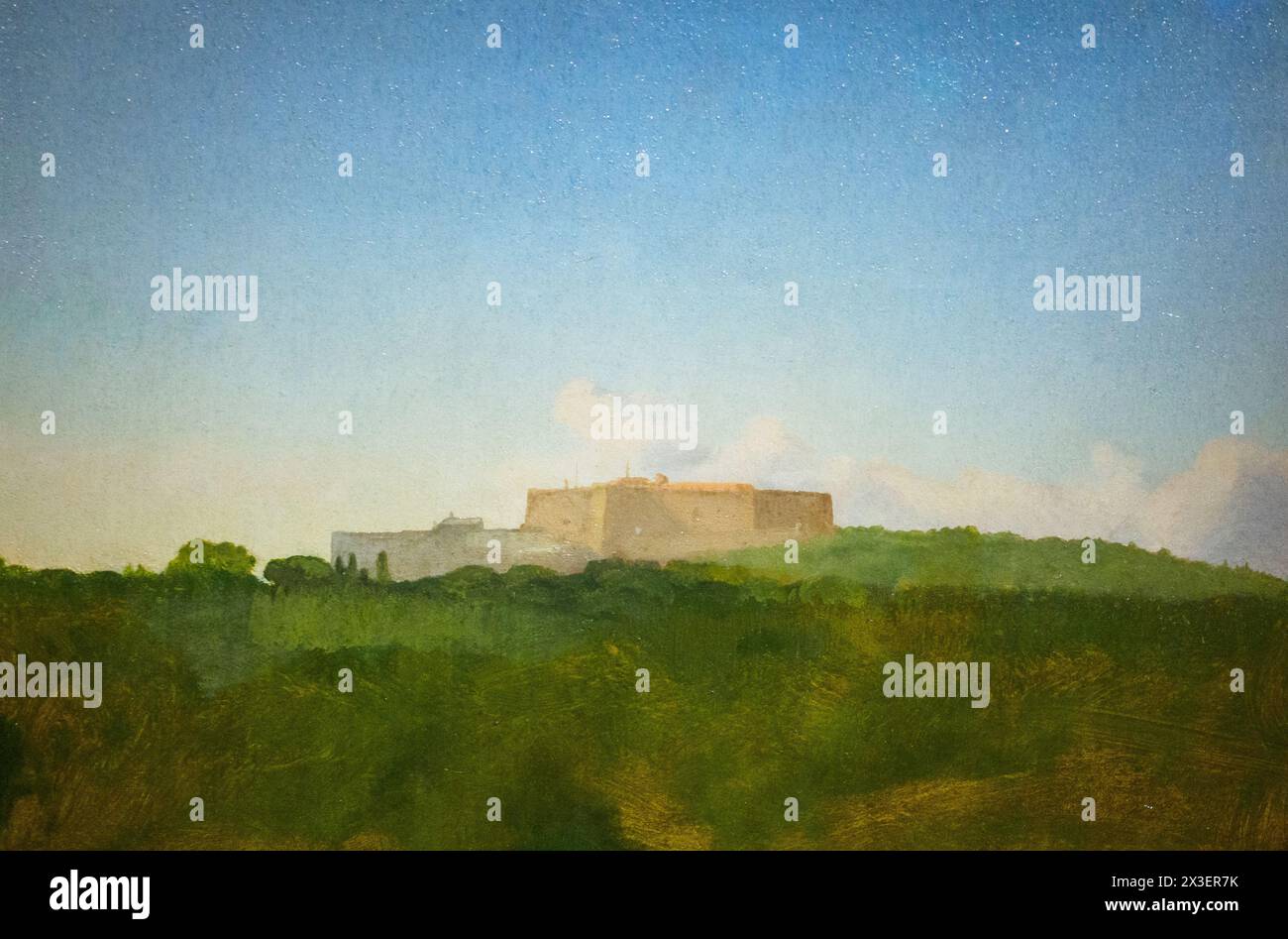 Vista di Castel Sant'Elmo da Capodimonte di Edgar Degas (1834-1917), 1855, olio su tela Foto Stock