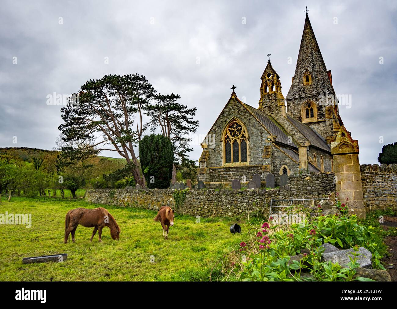 St Rhystyd LLanrhystud Church, Wales.UK Foto Stock