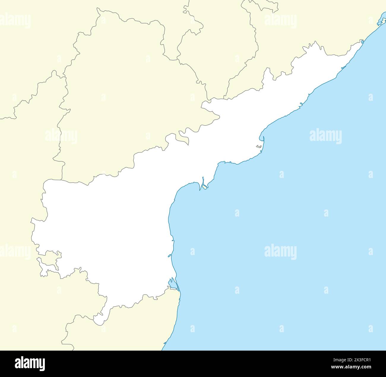 La mappa delle località dell'Andhra Pradesh è uno stato dell'India con stato e paese vicini Illustrazione Vettoriale