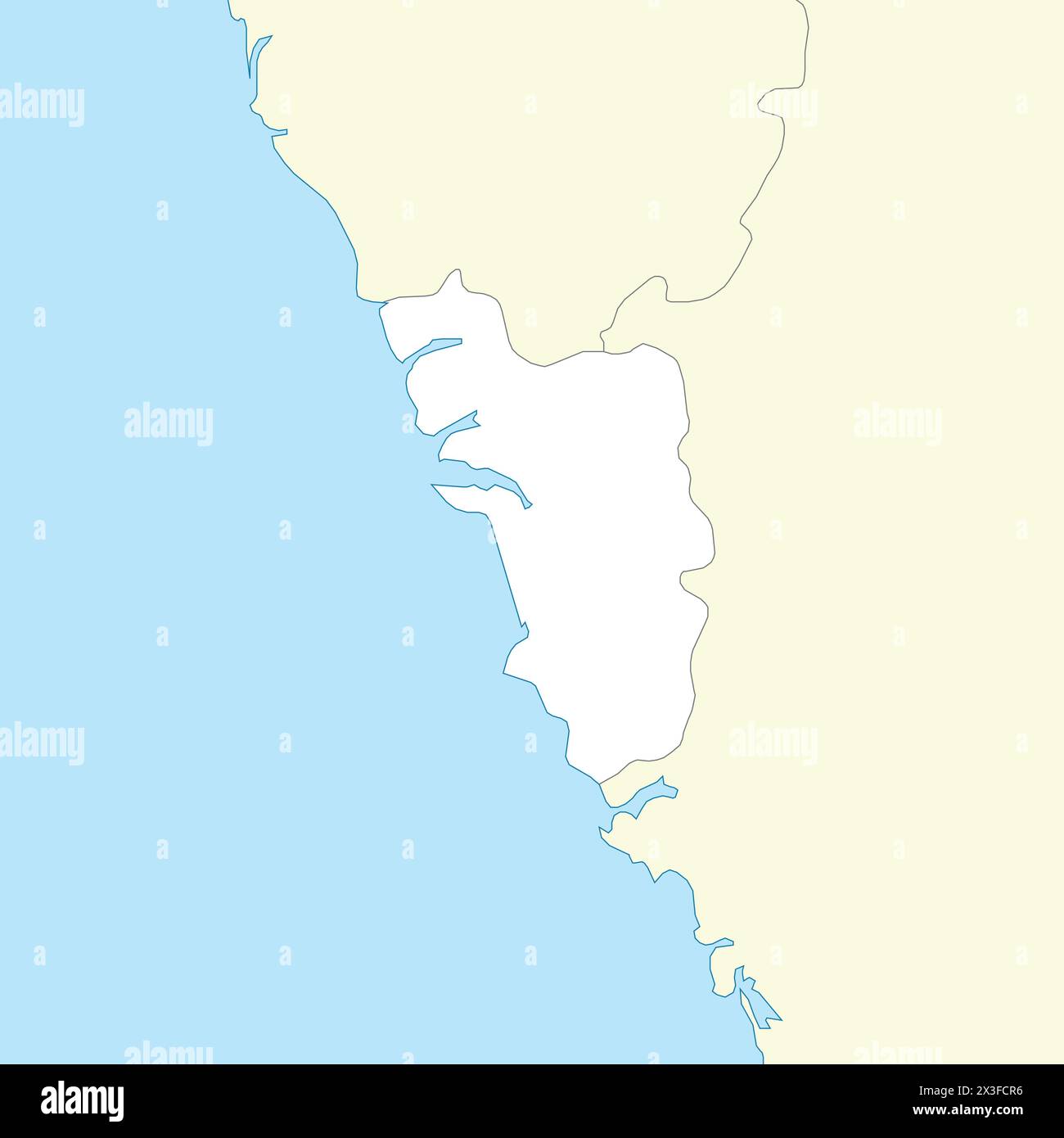 La mappa delle località di Goa è uno stato dell'India con stato e paese vicini Illustrazione Vettoriale