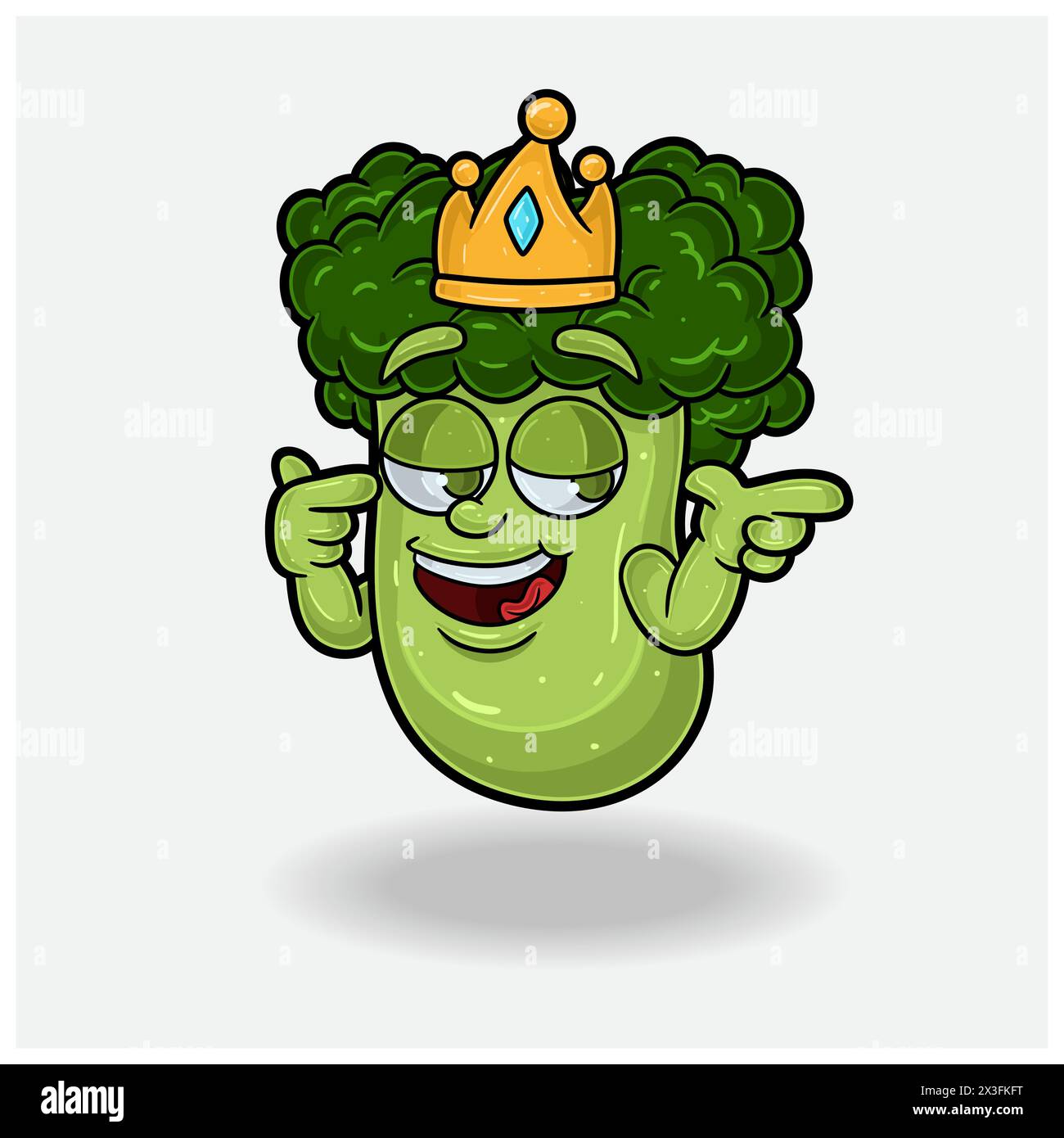 Broccoli Mascot personaggio Cartoon con espressione Smug. Illustrazioni vettoriali Illustrazione Vettoriale