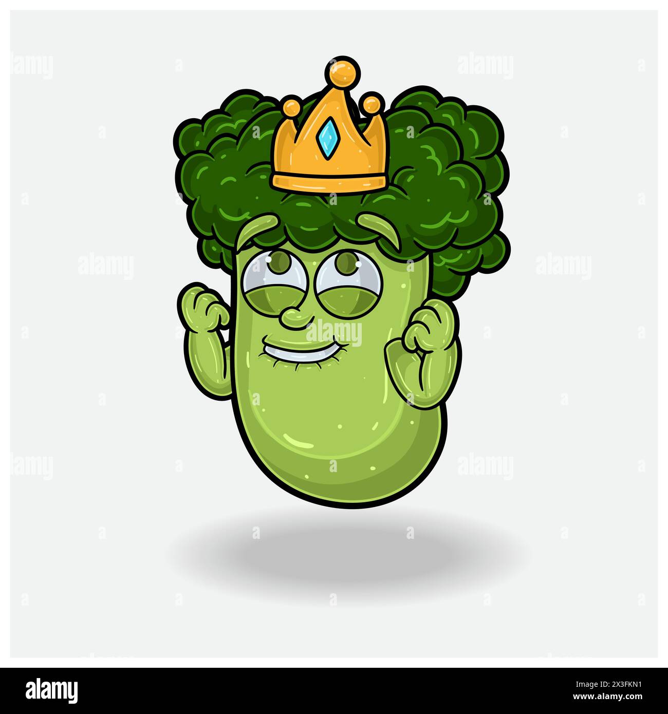 Broccoli Mascot personaggio Cartoon con espressione felice. Illustrazioni vettoriali Illustrazione Vettoriale